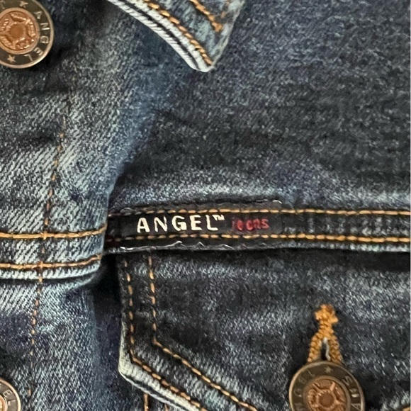 Angels Jean Jacket Womens Small Blue Denim Button Up Casual Stretch - Picture 5 of 8